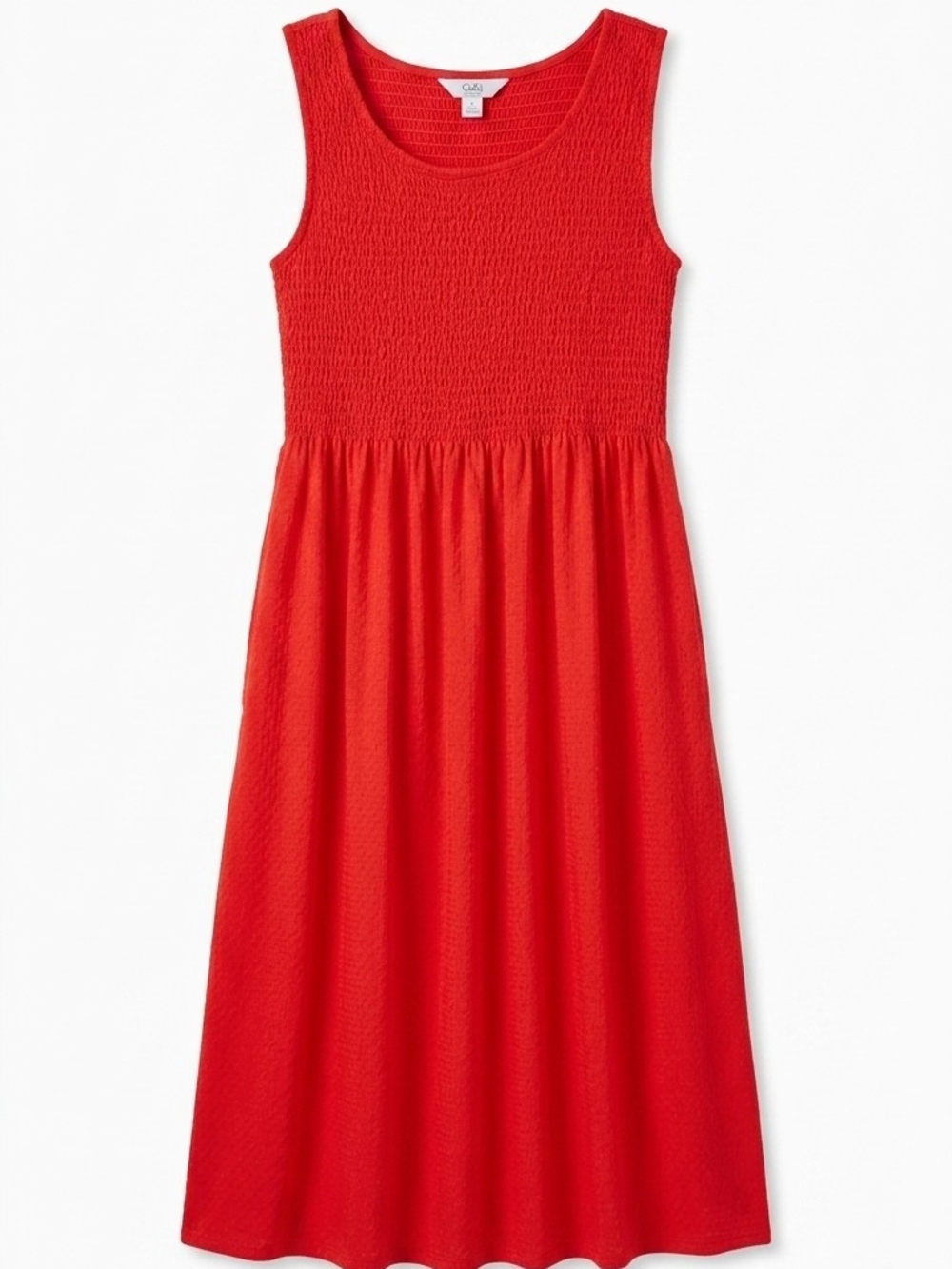croft & barrow Red Sleeveless Smocked Midi Dress